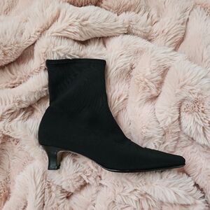 Talbots Women Fawn Black Fabric Retro Boho Y2K 90's Boots Size 7.5M Bootie